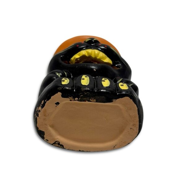 Vintage Ceramic Witches Black Cat Tea Light Holder Statue. RARE Halloween Decor. - Picture 7 of 8